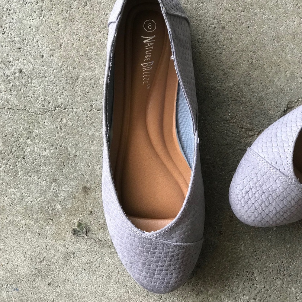 Nature B Scalloped gray faux suede ballerina FLAT - Picture 6 of 8